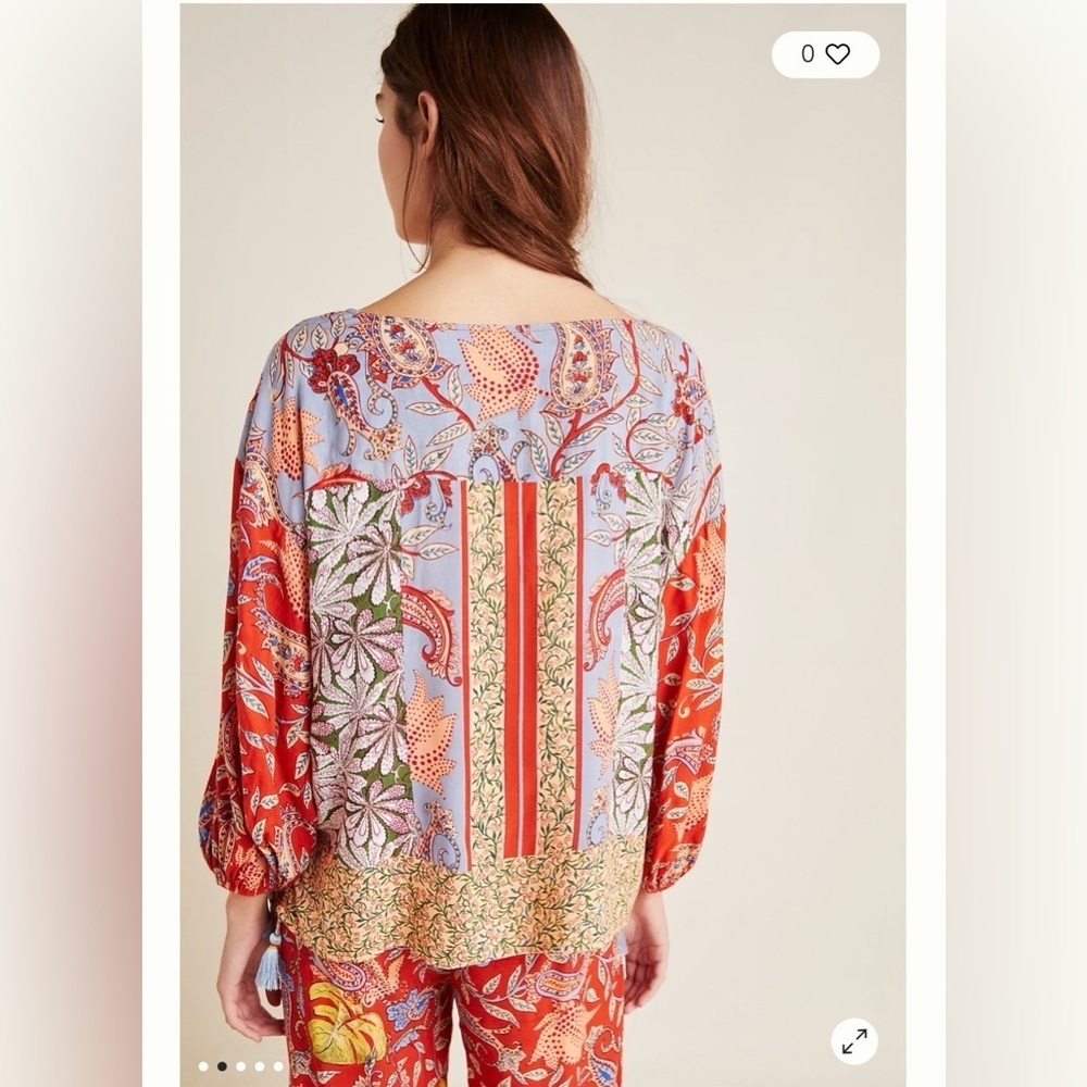 Anthropologie Multicolor Floral Blouse size S - Picture 2 of 10